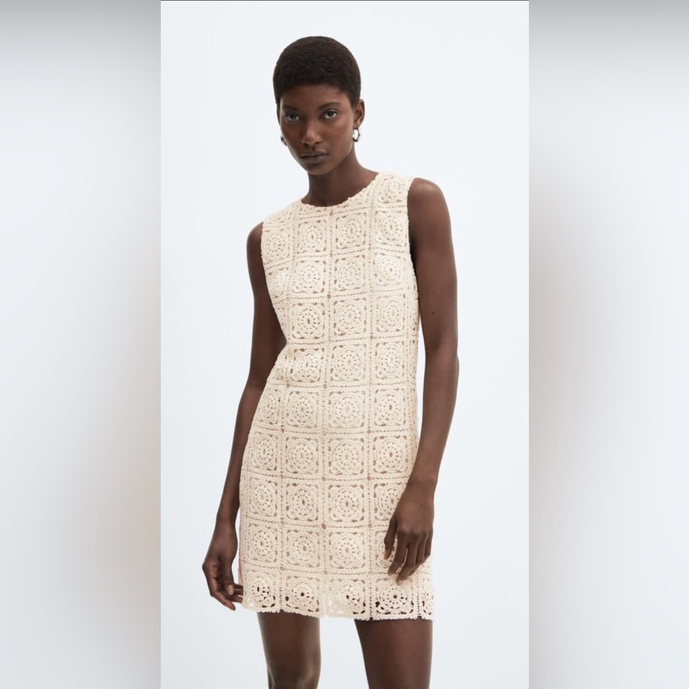 NWT MANGO Elegant Cream Lace Dress
